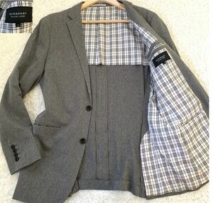 【希少・LL】BURBERRY BLACK LABEL テーラードジャケット ノバチェック ブレザー グレー XL メンズ サイドベンツ ビジネス フォーマル