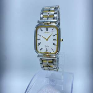 SEIKO セイコー Dolce ドルチェ 9530-5050 クォーツ 電池式 メンズ 腕時計 スクエア ゴールド コンビ ホワイト文字盤 