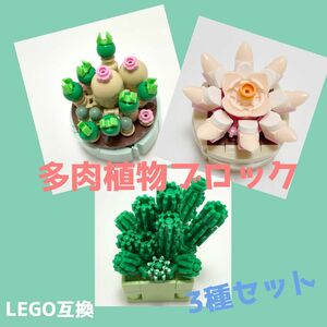 LEGO互換 作って楽しいブロック　手乗りサボテン&多肉植物３種類セット No.2