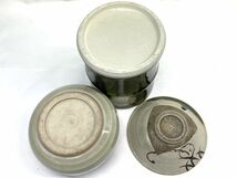 【C502】茶道具セット 抹茶碗 水指 棗など 木箱セット 陶器製 織部焼 煎茶 和食器 b_画像4