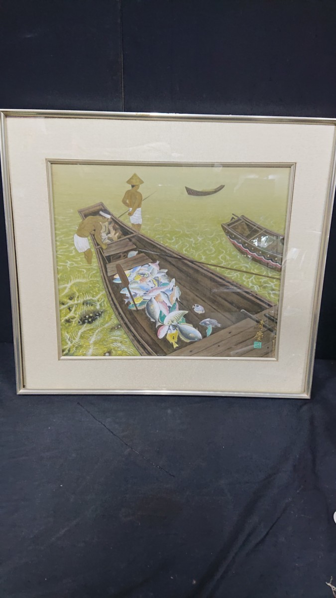 오카다 아오키, 산호초 물고기, 그림, 정품 보장, 그림 크기: 높이 46cm, 폭 54cm, 삽화, 그림, 다른 사람