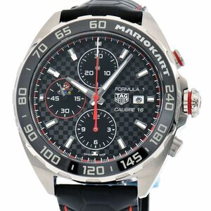 [3 year guarantee ] TAG Heuer men's Formula 1× Mario Cart chronograph CAZ201E.FC6517 box guarantee black self-winding watch wristwatch used free shipping 