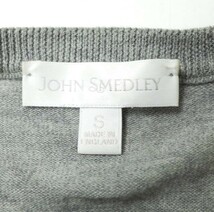 JOHN SMEDLEY ジョンスメドレー イギリス製 シーアイランドコットン七分袖クルーネックカーディガン S ライトグレー ニット g15007_画像3