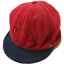 DECHO x BEAMS BOY デコー ビームスボーイ 別注 日本製 Fleece Ball Cap SAロゴ フリースベースボールキャップ RED/NAVY ツートーン g13896_画像1