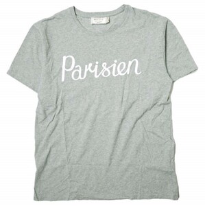 MAISON KITSUNE mezzo n лисица PARISIEN TEE Париж Jean Logo принт футболка SS16U703 M светло-серый короткий рукав tops g14999