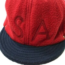 DECHO x BEAMS BOY デコー ビームスボーイ 別注 日本製 Fleece Ball Cap SAロゴ フリースベースボールキャップ RED/NAVY ツートーン g13896_画像3