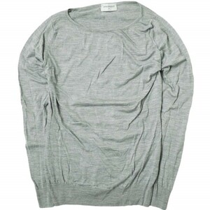 JOHN SMEDLEY ジョンスメドレー イギリス製 エクストラファインメリノウール Uネックニット M グレー セーター プルオーバー g14977