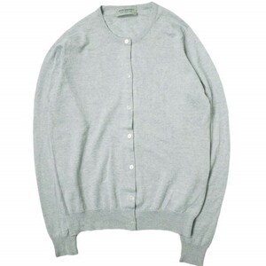 JOHN SMEDLEY ジョンスメドレー イギリス製 HELANA CARDIGAN メリノウールクルーネックカーディガン M ライトグレー ニット g15005