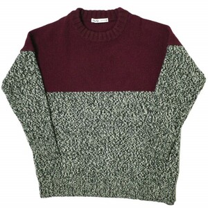 BEAMS BOY ビームスボーイ バイカラーミドルゲージウールクルーネックニット 1315-0098-247 WINE/GRAY セーター プルオーバー g13668