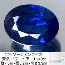 宝石ソーティング付き 天然 サファイア　（ サファイヤ ） 1.240ct 縦7.0㎜×横5.2㎜×高さ3.3㎜ 630Y_画像1