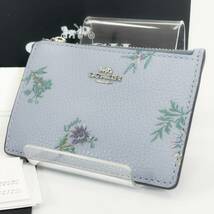 6118-60【 COACH 】 コーチ パスケース 小銭入れ 72405 レザー 花柄 定期入れ カードケース カード入れ パープル系_画像1