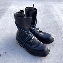 90s Dirk Bikkembergs Tall Mountaineering Boots Black Bungee Steel Cut Metal Heel ダーク ビッケンバーグ ブーツ 希少ロングタイプ_画像2