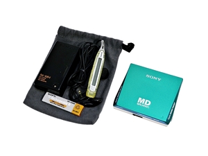 ◎SONY MD WALKMAN MZ-E75 RM-MZ2S ソニー ウォークマン ポータブルMDプレーヤー グリーン リモコン 保存袋付き 005FUZI61