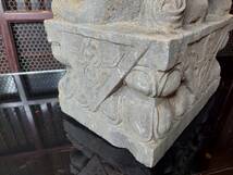 K10-0124　美術彫刻 狛犬 獅子座 置物 石彫刻 明治期_画像9