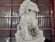K10-0124　美術彫刻 狛犬 獅子座 置物 石彫刻 明治期_画像5
