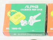 送料無料 南京錠 同一キー 45㎜ 2個 ALPHA CYINDE PAD-LOCK　1個の鍵ですべて開けれます_画像2