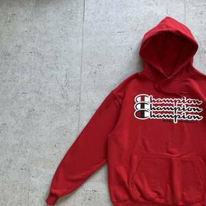 champion チャンピオン プリント ワンポイントロゴ プルオーバー パーカー レッド L