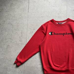 champion チャンピオン プリント ワンポイントロゴ クルーネック スウェット トレーナー レッド S