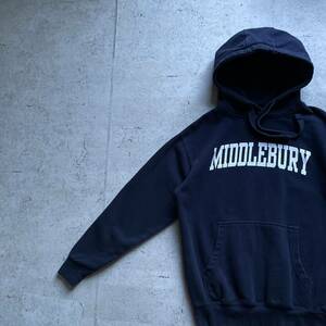 vintage 90's E-S Sports カレッジロゴ MIDDLEBURY プルオーバー パーカー ネイビー S