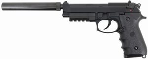 【新品】LS製 ガスブローバック ガスガン M92F Tカスタム (ブラック) アンダーレール＆インナー入りサイレンサー装着装着品