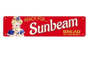 サンビーム リトルミス Sunbeam アメリカのパンのブランド 横長型 アメリカンブリキ看板 ストリートサイン メタルプレート