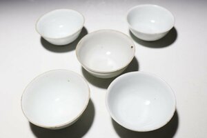 【桃】煎茶道具：清朝期白磁煎茶碗　五客　其の壱　