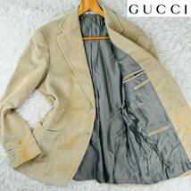 良品【超希少XXXL】圧巻の重厚感!!グッチ GUCCI テーラードジャケット 54 コーデュロイ 大きいサイズ 貝釦【漂うラグジュアリーのオーラ】_画像1