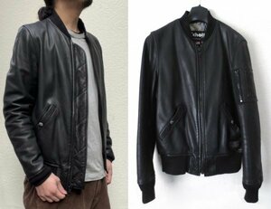 定価17万 RHC別注 SCHOTT LETAHER MA-1 JACKET S ブラック ショット ロンハーマン限定 コンチョ アロハ レザーライダースジャケット コラボ