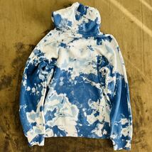 ★新作★ スウェット パーカ XL BLUE 青 裏起毛 HOODIE 長袖 ★ ブリーチ マーブル タイダイ オリジナル 加工 1品限定 one wash ★_画像4