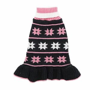 kyeese JP2 犬服 ペット服 縞模様 冬服 暖かい かわいい Sサイズ 黒 ブラック ピンク 