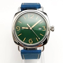 45mm グリーンダイヤル　発光　防水　ブルーレザー　自動機械式腕時計　メンズ　nh35_画像1