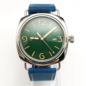 45mm green dial luminescence waterproof blue leather automatic machine wristwatch men's nh35