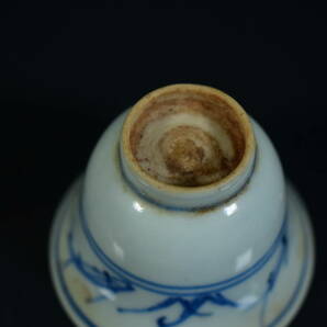【和】(8054) 中国古玩 唐物 染付魚文煎茶碗 茶器 呉須 古染付の画像6