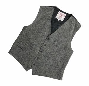 ● HILDRETH&HERRICKS×HARRIS TWEED ハリスツイード ● ツイード地 背面 ストライプ柄 5釦 ウール ベスト グレー L