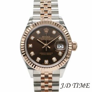 ROLEX【ロレックス】 デイトジャスト28じ　279171G 10Pダイヤ/ブラウン文字盤 SS×RGレディース【新品】(JD-TK-1420196)