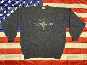 中古美品　TRUSSARDI ニットセーター　ネイビー