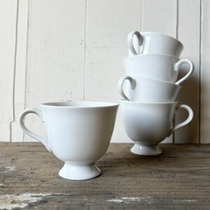 5個set シンプルコーヒーカップ デッドストック 白磁 陶器 検: 珈琲 ティーカップ デザートカップ レトロ ビンテージ アンティーク