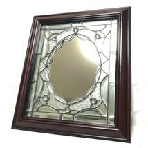 アンティーク ステンドグラス ミラー / 47.5cm×40.5cm / 当時物 壁掛け 鏡 / ヴィンテージ レトロ _画像2