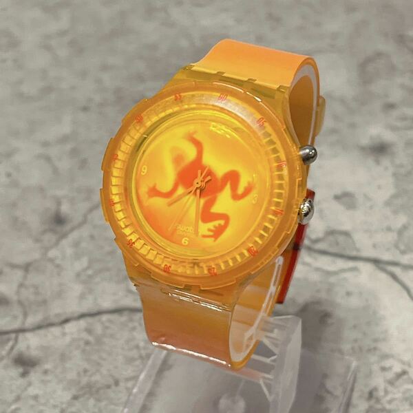 希少 美品 Swatch Loomi スクーバ 200m オレンジ 腕時計