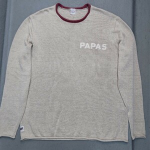 PAPAS 長袖 ヘンプニット【50】ベージュ 麻ニット パパス