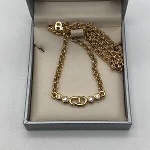 Christian Dior クリスチャン ディオール ネックレス CDロゴ ゴールド ラインストーン アクセサリー P310