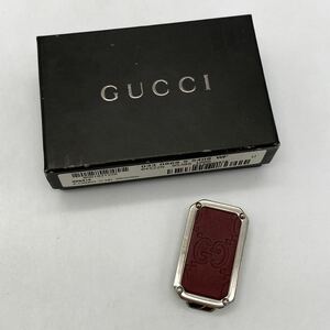 GUCCI グッチ マネークリップ シマレザー シルバー 小物 P342