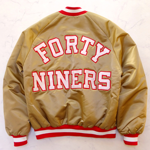 米国製 90s 49ers サンフランシスコ フォーティナイナーズ Locker Line製 ナイロンスタジャン 中綿入り Lサイズ MADE IN USA