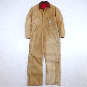 Carhartt Quilt-Lined Cotton Duck Coveralls all in one カーハート 中綿入り コットンダック地 つなぎ カーキ size 38相当 X01