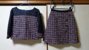  beautiful goods QUEENS COURT Vicky tops × skirt 2 point set made in Japan S about 