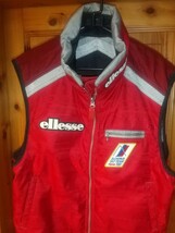 ellesse ski vest(リバーシブル)黒赤 L(実寸LL)GOLDWIN製 1997年スロベニア アルペンスキーチーム仕様 ポリエステル中綿入(美品)_画像2