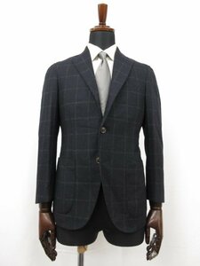 HH超美品 【佐藤テーラー】 tollegno 1900 シングル3ボタン段返り オーダージャケット (メンズ) size44相当 ネイビー 格子柄 ■28MJ8611■