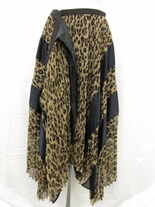 超美品【サカイ sacai】 レオパード柄 シフォンロングプリーツスカート 19-04553 (レディース) size2 ブラック×ベージュ系 ■5LF3483■