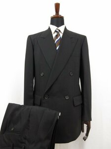 HH 超美品 【コムサデモードメン COMME CA DU MODE MEN】 ウール素材 ダブル4ボタン スーツ (メンズ) size2 ブラック系 織柄 ■28RMS7504■