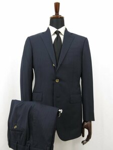 超美品 【エルメネジルドゼニア Zegna】 Milano SU MISURA TROFEO600 絹混 3B段返り スーツ (メンズ) 46C/48C 紺系 ストライプ ■27HR3331